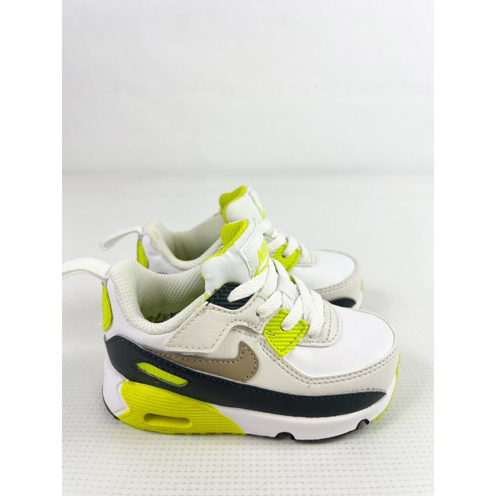 Nike Air Max 90 Easy On Size 6c Toddler Sneakers Retro White Khaki Cyber Green - Picture 4 of 12